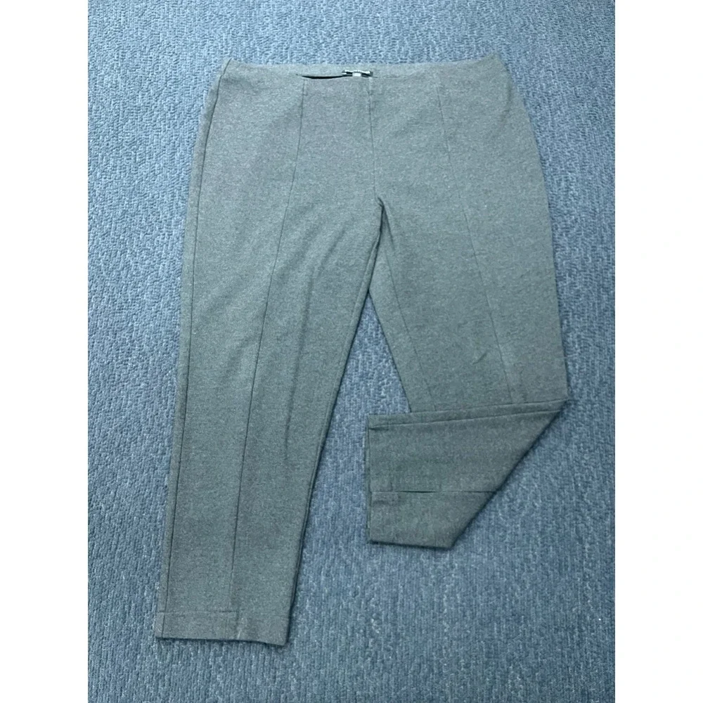 Eileen‎ Fisher Grey Ponte Knit Ankle Pants Italian Fabric Side Slit Size Large